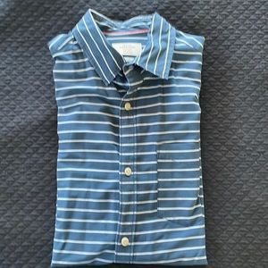 Navy and white striped button down